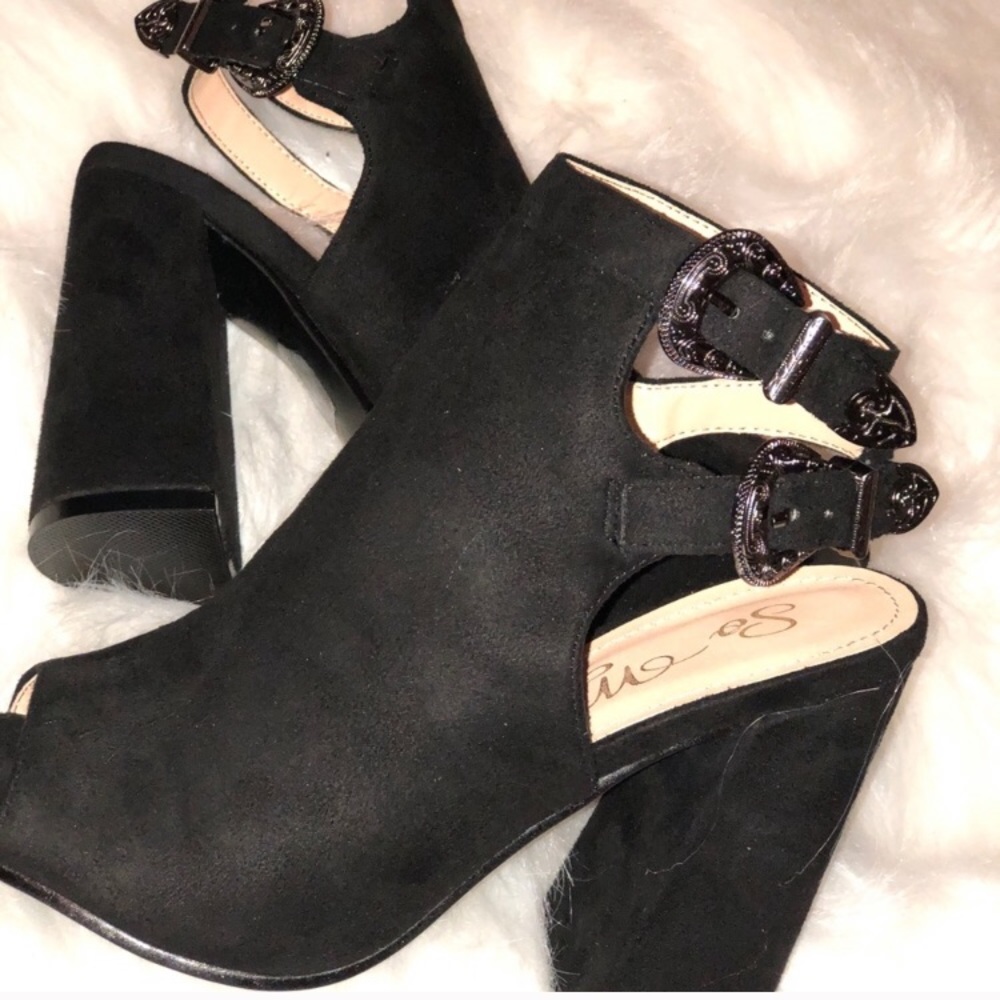 Peep toe booties